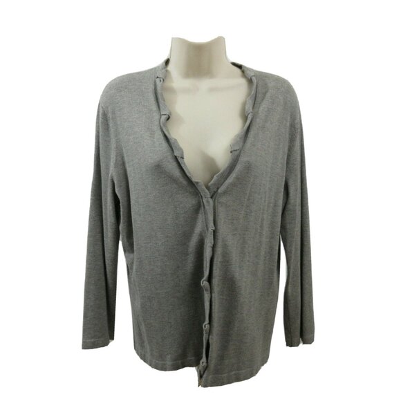JONES NEW YORK Collection Cardigan Sweater Size Medium Gray Knit Button Front - Picture 1 of 5